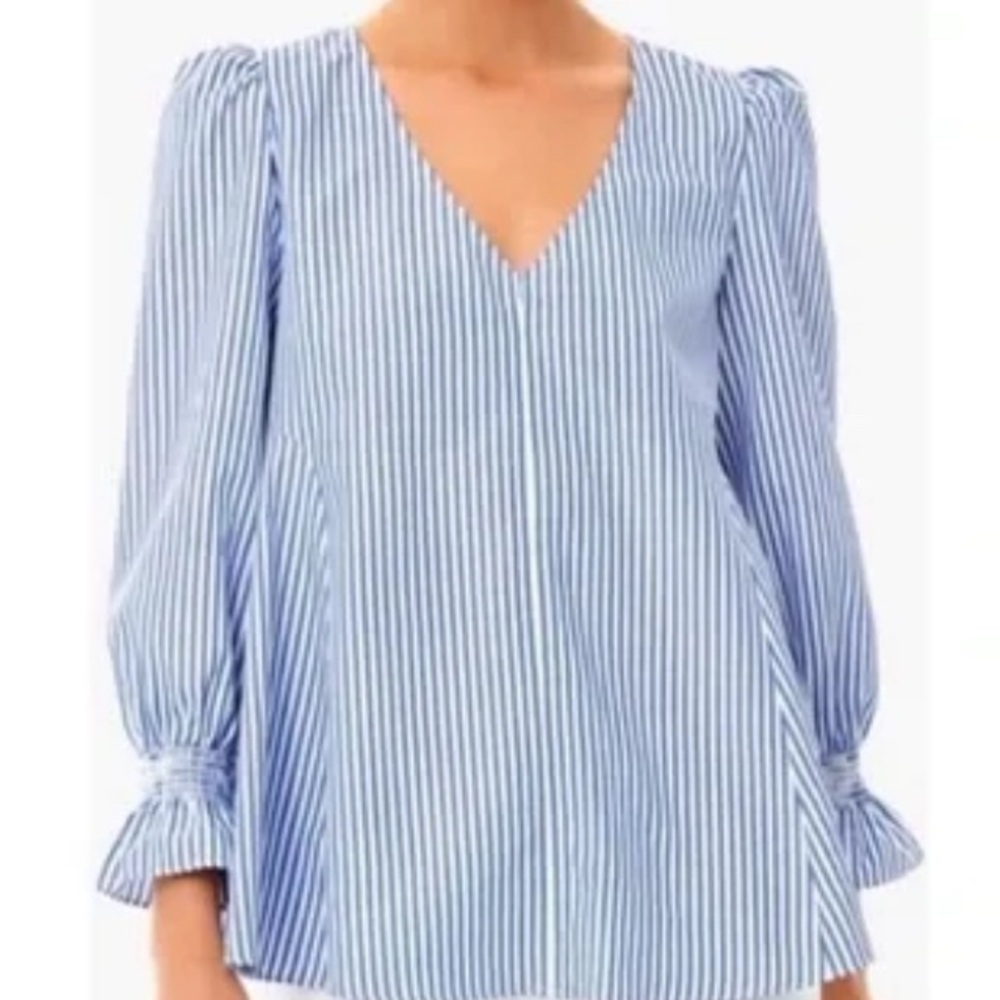 Tuckernuck Blue and White Striped Easton Blouse
